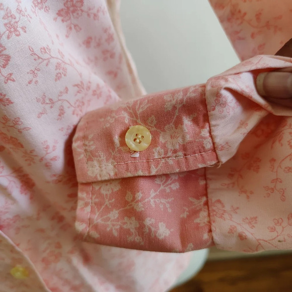 Vintage Button Down Floral Shirt / Pink Two Tone / Sears / Small - Picture 4 of 8